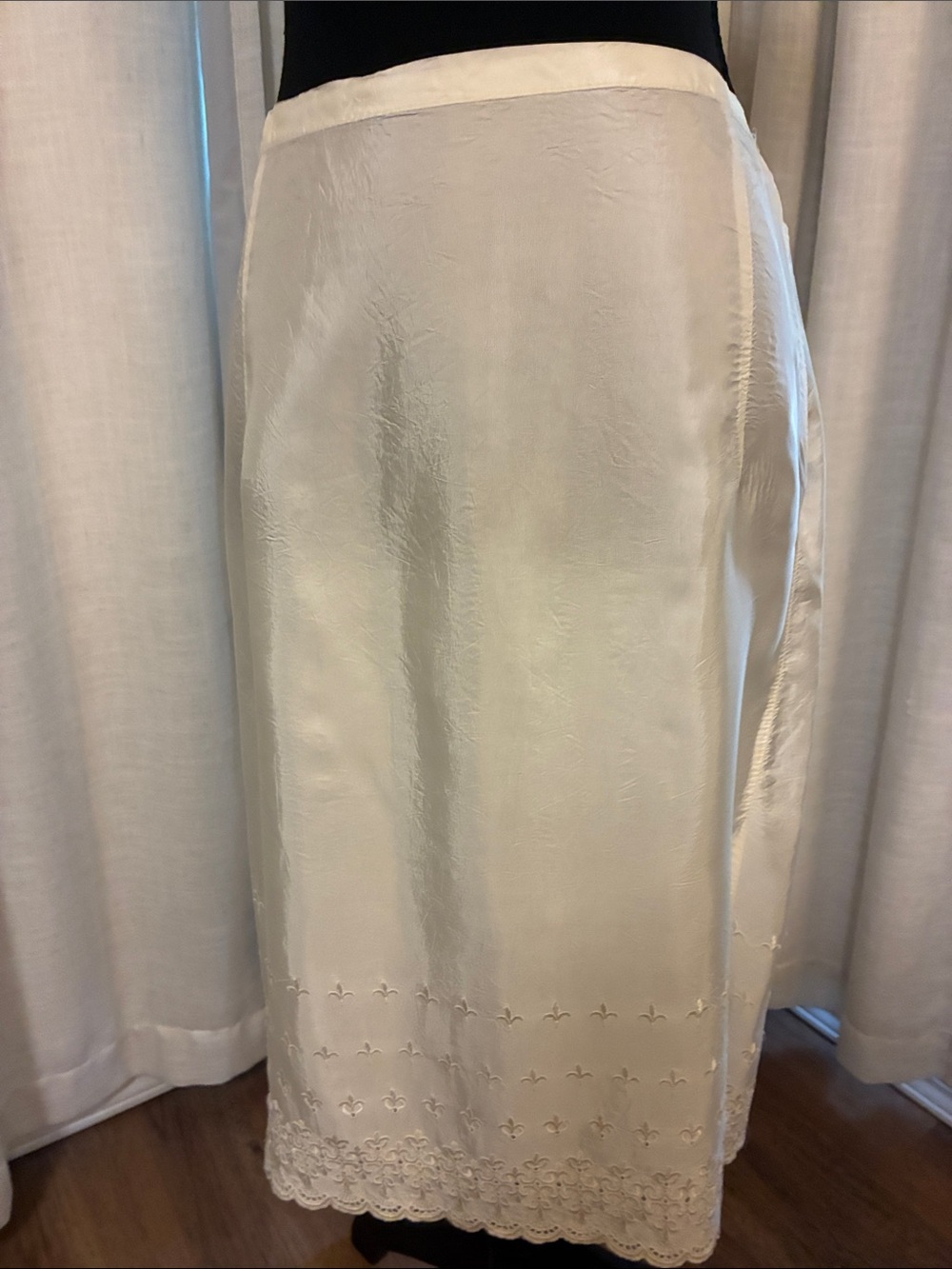 Vintage Cream Lace-Trim Slip Skirt - Women's Chemise